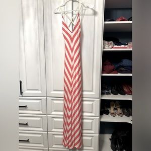 Like New! Venus Long Coral and White Striped Dress, Small